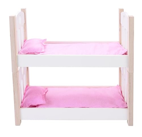 Engelhart – 606011 – Puppen-Etagenbett aus Holz, rosa/weiß – 50 x 26 x 47 cm – ab 3 Jahre