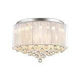 DINGGU Flush Mounted Luxury Contemporary Drum Ceiling Chandelier Light Fixtures with Cylinder Lamp Shade for Bedroom W18