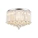 DINGGU Flush Mounted Luxury Contemporary Drum Ceiling Chandelier Light Fixtures with Cylinder Lamp Shade for Bedroom W18" H13"