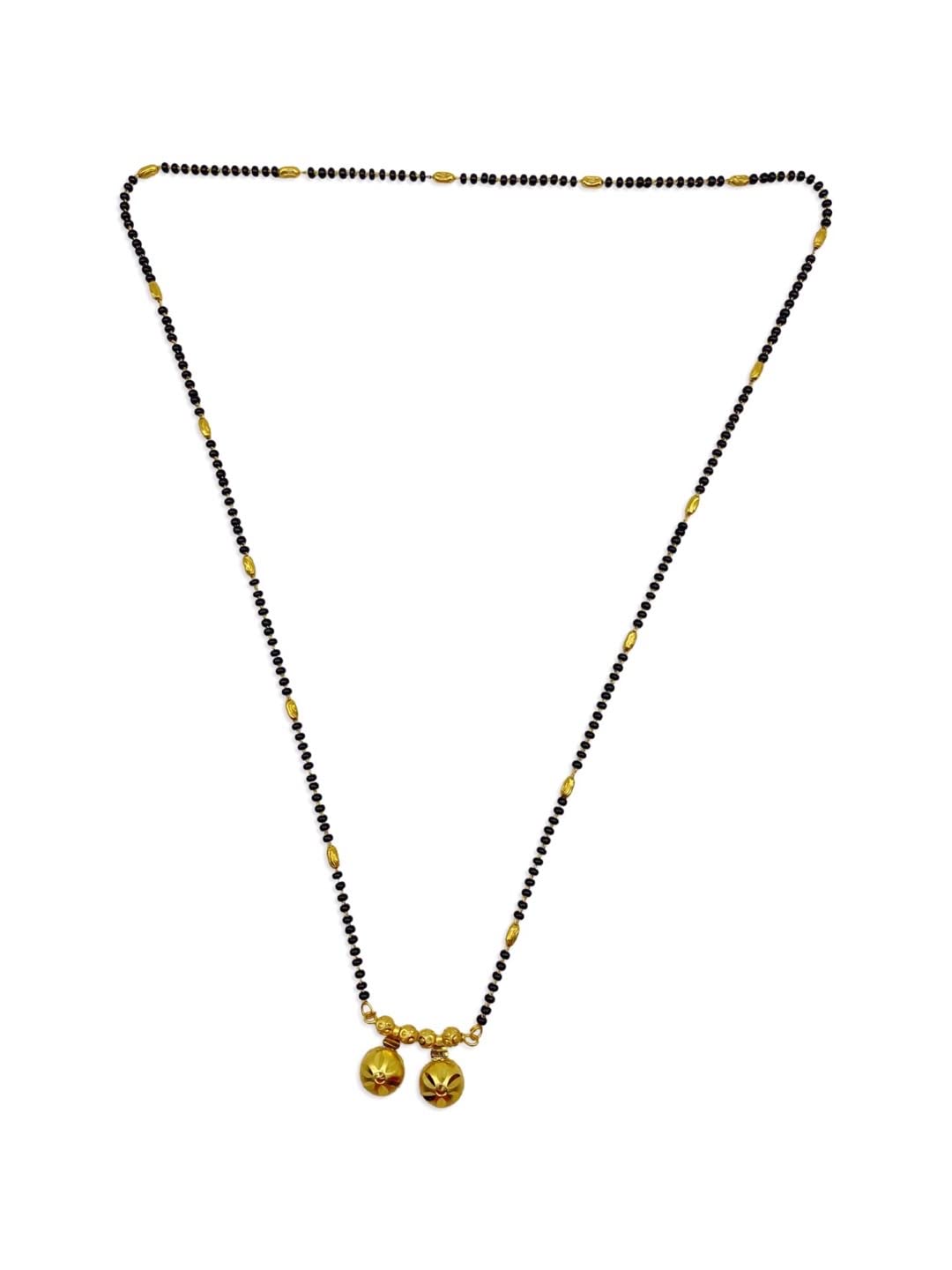Mangalsutra for Women Stylish New Maharashtrian Style Long Mangalsutra Designs Simple Vati Gold & Black Beads Chain (30 Inches)-image-42