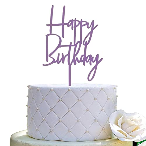 JIEEIN Happy Birthday Cake Topper - Purple Plastic - Party Event Decorations