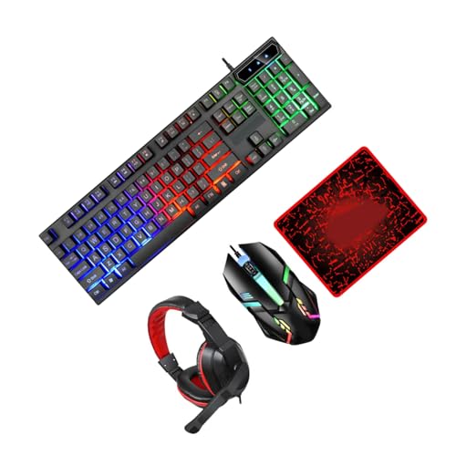Combo teclado y ratón gaming con auriculares y alfombrilla retroiluminado