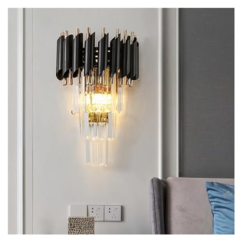 Crystal Wall Light Black Modern Minimalist Bedroom Bedside Wall Lamp Crystal Living Room Background LED Wall Lamp