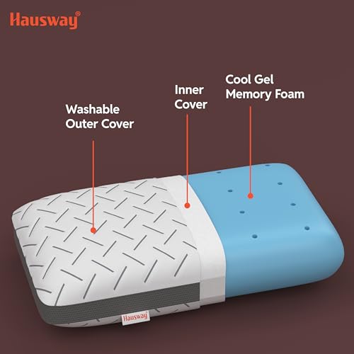 Image of Cool Gel Memory Foam Pillow, 5.5 Inch Thick Orthopedic Cushion for Sleeping | 2 Years Warranty | with Removable Washable Cover - Pack of 1