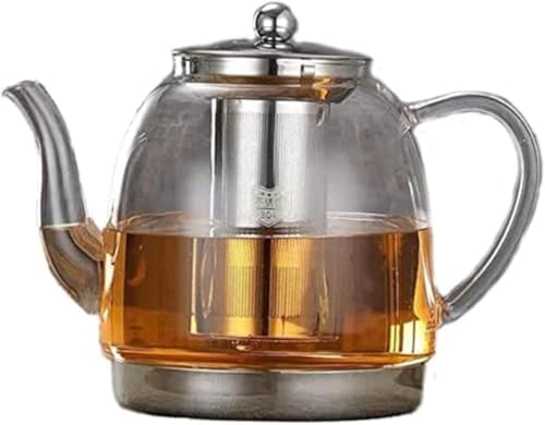 CokBlu IH対応 耐熱ガラスポットティーセット 304 ステンレス鋼茶漉し付き 高ホウケイ酸ガラス 急冷急加熱割れにくい 大容量おしゃれ透明急須