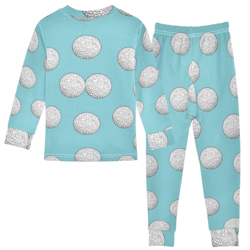 Pajama Sets Long Sleeve Golf Balls on Blue Soft Comfy Sleepwear 2 Piece PJS 3-8T3