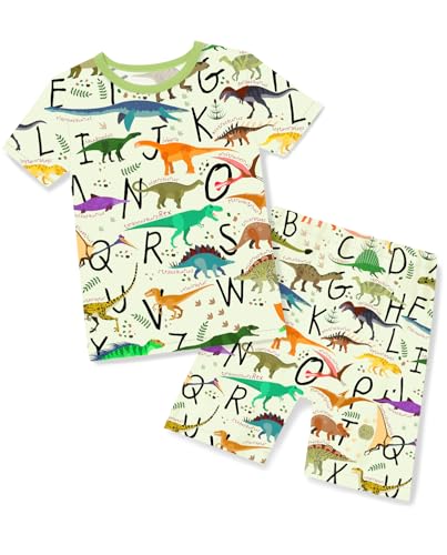 Bamboo Viscose Toddler Animal Pajamas Boys Girls Kids Cool Short Summer 12M-8Y Snug fit Pjs Set 2pcs - Main Image