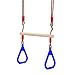 Produktbild Ecisi 18"Holz Trapez Swing Bar Ringe Mit 75" Einstellbare Heavy Duty Durable Und Starke Kette Schaukel Zubehör Für Kinder Erwachsene Fitness Ring