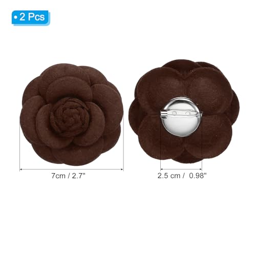 Image of PATIKIL Camellia Fabric Pin, 2 Pcs Flower Brooch Artificial Flowers Brooches for Women Girls Cloth Wedding Party Decor Accessories Jewelry Gift, White