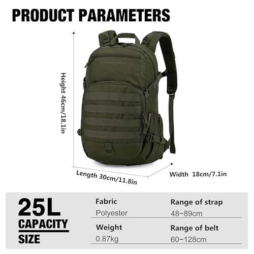 Mardingtop 25L Hiking Backpack,Lightweight Molle Tactical Backpack for Running,Hiking,Cycling,Motorcycle(With Rain-cover)