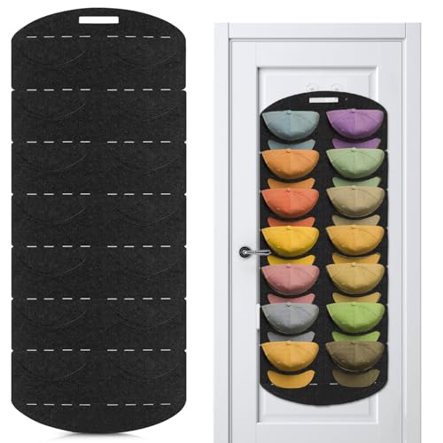 LZYDKH Cap Halterung Wand, Doppelte Reihe Baseball Kappenhalter Huthalter Wand Mützen Aufbewahrung Faltbar Tür Rückwand mit 14 Taschen Hut Organizer für Baseballmützen(Schwarz)