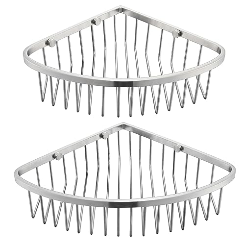 Heixutas Corner Shower Caddy Basket - Stainless Steel Bathroom Shower Shelf/Organizer for Shower Storage - Sturdy Wall Corner Rack - Silver set of 2