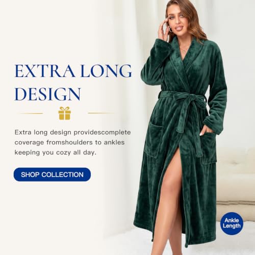 Image of RONGTAI Womens Bathrobe Ladies Fleece Plush Warm Long Robes Fleece Nightgown Sleepwear
