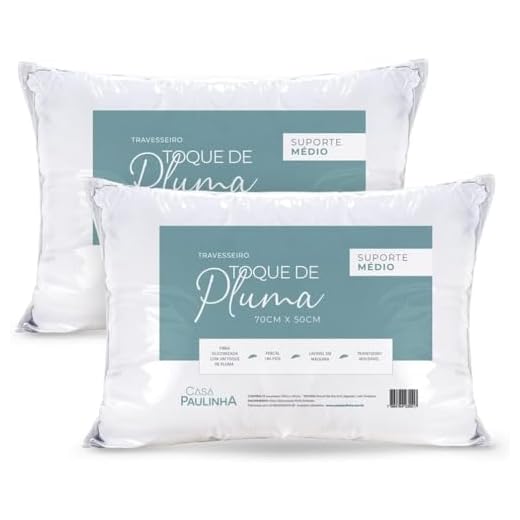 Kit 2 Travesseiros Toque de Pluma 50x70cm Percal 180 Fios Antialérgico, Antiácaro e Ortopédico - Branco