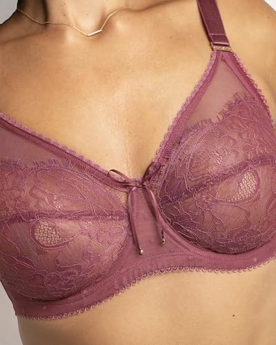 Image of Smart & Sexy Women's Full Coverage Unlined Underwire Bra, Lace & Mesh See Through Bra, Plus Size Lingerie Inspired Retro Bra