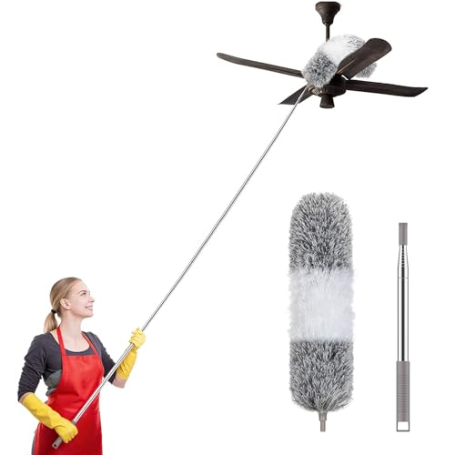 Image of SetSail Extra-Long Dusters with Extension Pole 100-inch for Cleaning Bendable Microfiber Head Washable Ceiling Fan Cleaner Duster for Corner
