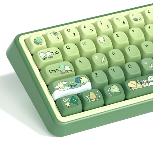 Image of dagaladoo PBT Keyboard keycaps,Matcha moa keycaps,Green Frog
