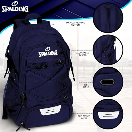Image of Spalding Basketball Backpack Sports Bag | Large Black Backpack with Shoe and Ball Compartment | Gifts for Basketball Players