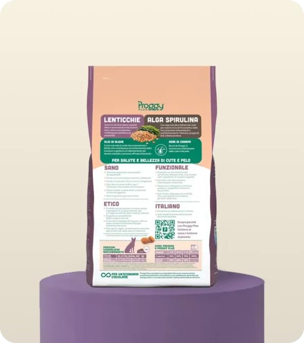 Plus Lenticchie e Alga Spirulina, Cibo Completo per Cani Adulti, Medium - Maxi 10 kg, Proteine Vegetali