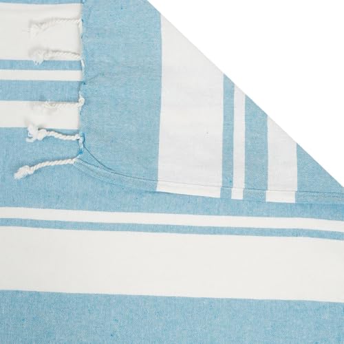 Image of 210 TC Cotton Bedsheet | Handmade Double Bedsheet | Handloom Bedsheets | Without Pillow Cover | Warm Double Bedsheet for Winter (90X100 Inches, 7.5 x 8.3 Feet (Wild Blue Yonder)