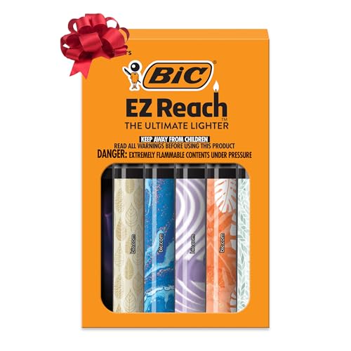 BIC EZ Reach Lighters, Child-Resistant for Candle and Fireplace Lighting, Home Décor Collection, 6-Pack (Designs May Vary)