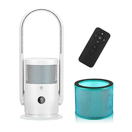 ULTTY Bladeless Fan Air Purifier - with True HEPA Filter | Desk Fan & Standing Fan with Remote Control, Oscillating, Timer | R21 White