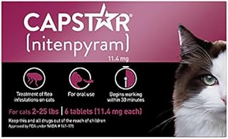 CAPSTAR Oral Flea Treatment for Cats, Fast Acting Tablets Start Killing Fleas in 30 Minutes, Cats 2-25 lbs, 6 Doses