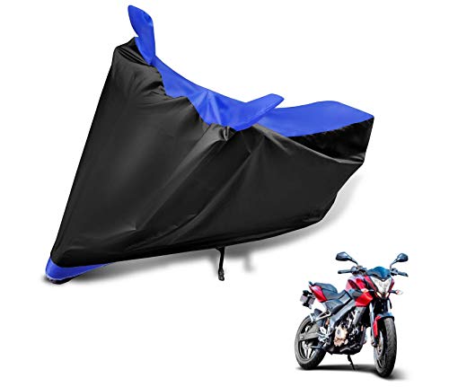 Image of Auto Hub Bike Cover Compatible with Bajaj Pulsar AS 200 with Mirror Pocket, Dustproof, Heat Resistant, Triple Stitched, Pulsar AS 200 Bike Cover- Black, Blue