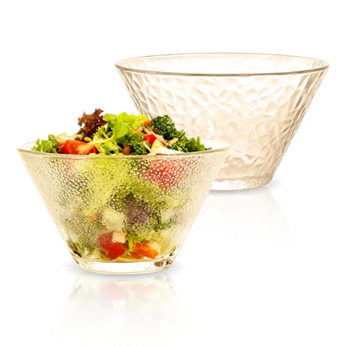 Tianher Salatschüssel, Salatschüssel Glas Schüsseln Set 2-Teilig Glasschüssel Salatschalen Hochwertige Moderne Salatschüsseln Runde Schale 14.4 cm Robust Und Stapelbar Ideal Für Salate (Braun)