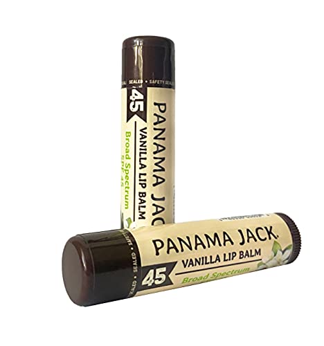 Panama Jack SPF 45 Lip Balm - Broad Spectrum UVA-UVB Sunscreen Protection, Prevents & Soothes Dry, Chapped Lips (Pack of 1, Vanilla)