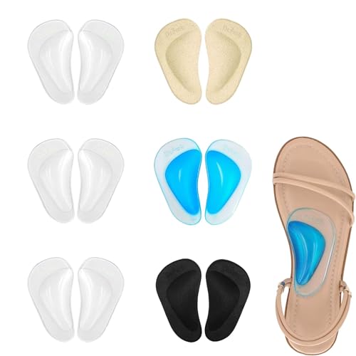 Plantillas ortopédicas pie cavo 6 pares gel ortopédico soporte arco plantar para fascitis plantar corrector de pisada adultos unisex negro beige azul