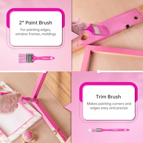 ThinkLearn Paint Roller Kit, Pink Paint Brushes Kit with Paint Tray, 4 & 9 inch Paint Roller Frame and Roller Covers for Painting Walls, Paint Supplies for Home Interior (24Pcs) - Image 3