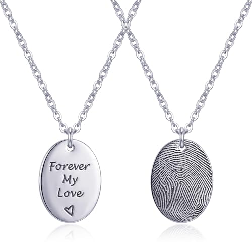 Image of TRUESILVER ACPL 925 Sterling Silver Personalised Necklace for Womens | Customized Engraved Charm Necklaces | Jewelry Gift for Anniversary Wedding Birthday