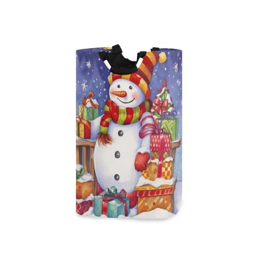 Jihqo Laundry Hamper Basket Christmas Snowman Collapsible Nursery Storage Bin Waterproof Clothing Baskets for Home Bedroom Bathroom Washing Room