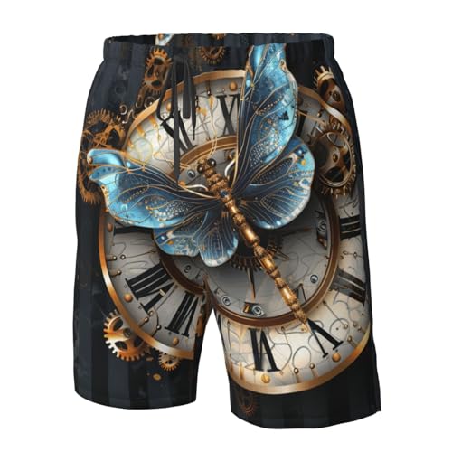 Men's Quick Dry Swim Shorts Dragonfly Gears Striped Steampunk Dark Beach Trunks with Pockets4