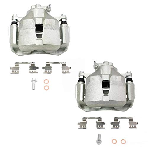 Image of TRQ Front Brake Caliper Set Zinc Coated Brackets Hardware Compatible with 2002-2006 Toyota Camry