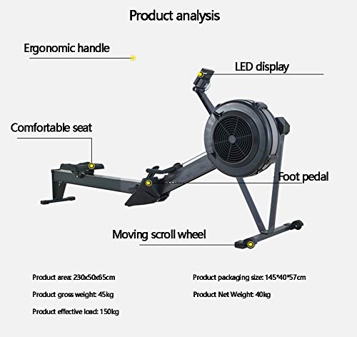 Image of Fitness Equipment Air Rowing Machine Home Use Foldable Resistance Adjustable Indoor Multi Functional Sports and Fitness Equipment Chain Drive System Super Smooth Slidewa