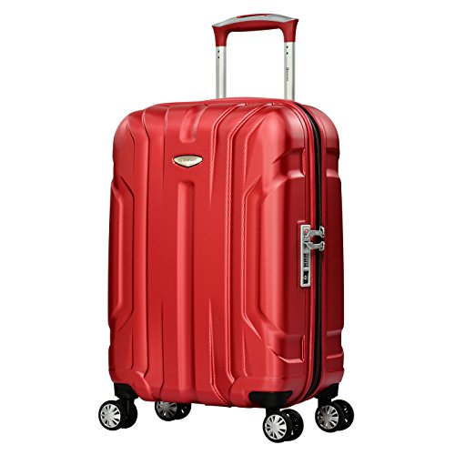 Eminent Bagage Cabine X-TEC 55cm 40L Très léger Surface Anti-Rayures en Polycarbonate 4 Roues Doubles Serrure TSA Rouge
