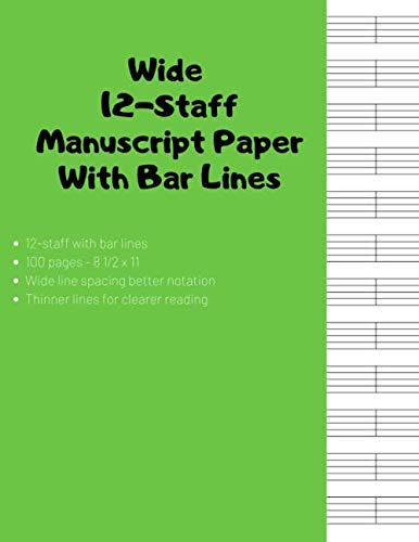 Wide 12 staff Manuscript Paper With Bar Lines