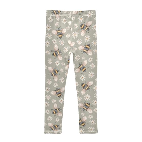 Girls Basic Leggings Baby Girls Pants Bees Chamomile Soft Footless Stretchy Tights Pants 4-10Y2