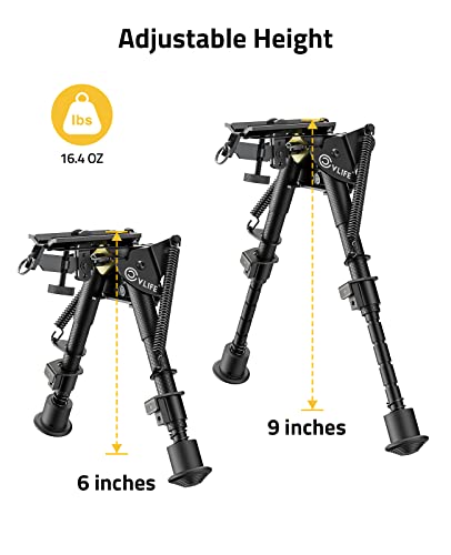 Cvlife Carbon Fiber Rifle Bipod, Bipods For Rifles Pivot Tilt Bipod With Adapter Compatible With M-Rail Bipod For Rifle Stability And Target Shooting #TOP3