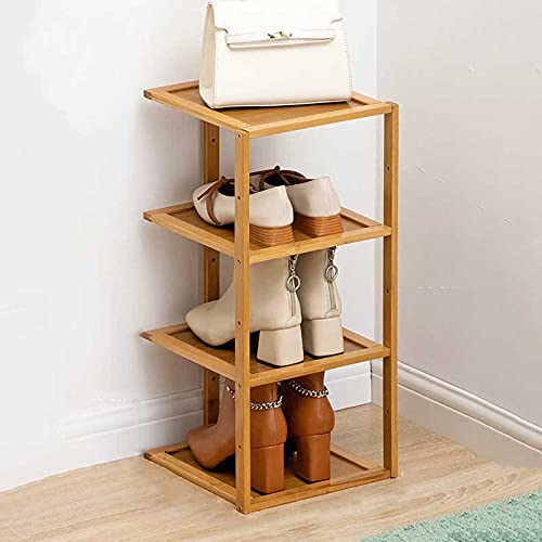 Gratuit-debout Porte-Chaussures,5-niveau Bambou Entrée Tour De Chaussure,Économie D'espace Verticale Organisateur De Chaussures Étagère De Rangement Pour Cuisine Salon Porte Balcon-Naturel 4 niveaux 2 Cover