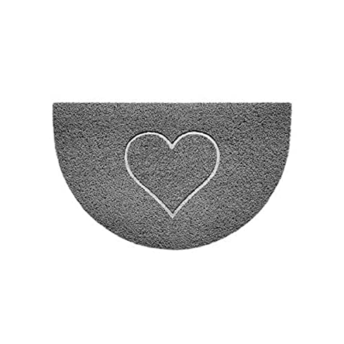 Nicoman Paillasson Demi-Lune en Relief en Forme de Demi-Cercle Lavable 70 x 44 cm (Gris, Forme de cœur) – Utilisation en intérieur ou en extérieur abrité