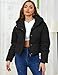 Yimoon Womens Winter Cropped Puffer Jacket Hooded Zip Up Short Warm Quilted Puffer Coat Outerwear(Black-M)