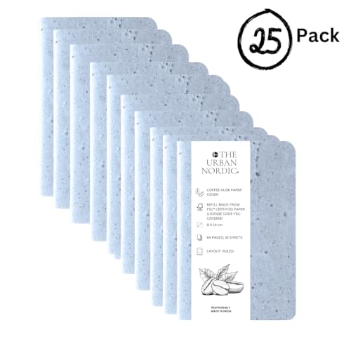 Image of 25 Pack I Wholesale Coffee Husk A6 Mini Pocket Notebook Set I 9 X 14 Cm I 1600 Lined Pages I Ideal for Gift Students College Professionals (Celestial Blue)