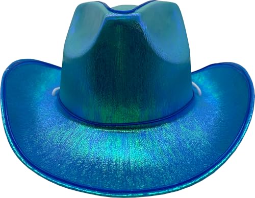 Studio Halloween Adult's Blue Cowboy Hat With Party Wire EL Light Up Trim Costume Accessory