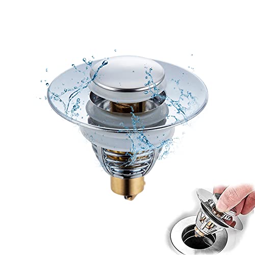 Waschbeckenstöpsel Pop Up Abflussstopfen Universal Edelstahl-rückprall Kern Push-typ Ablaufgarnitur Sieb,Bad Küchen Waschbecken Abflussstopper Anti Clogging Sieb Cover