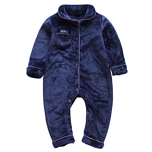 Barrageon Bambino Pagliaccetto 1-8T Neonati Tutina Bebè Jumpsuit Bambini Ragazze Ragazzi Pigiama Biancheria da Notte Flanella Unisex (Blu-110)