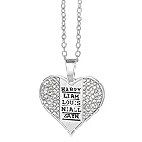 One Direction Name Stamp Crystal Heart Necklace