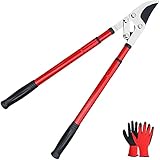 Gardtech Extendable Anvil Loppers, 25-38'' Telescopic Heavy Duty Garden Hand Lopper, Sharp 'SHARK' Blade for Thick Branches Easy Clean Cut - with Bonus Garden Gloves